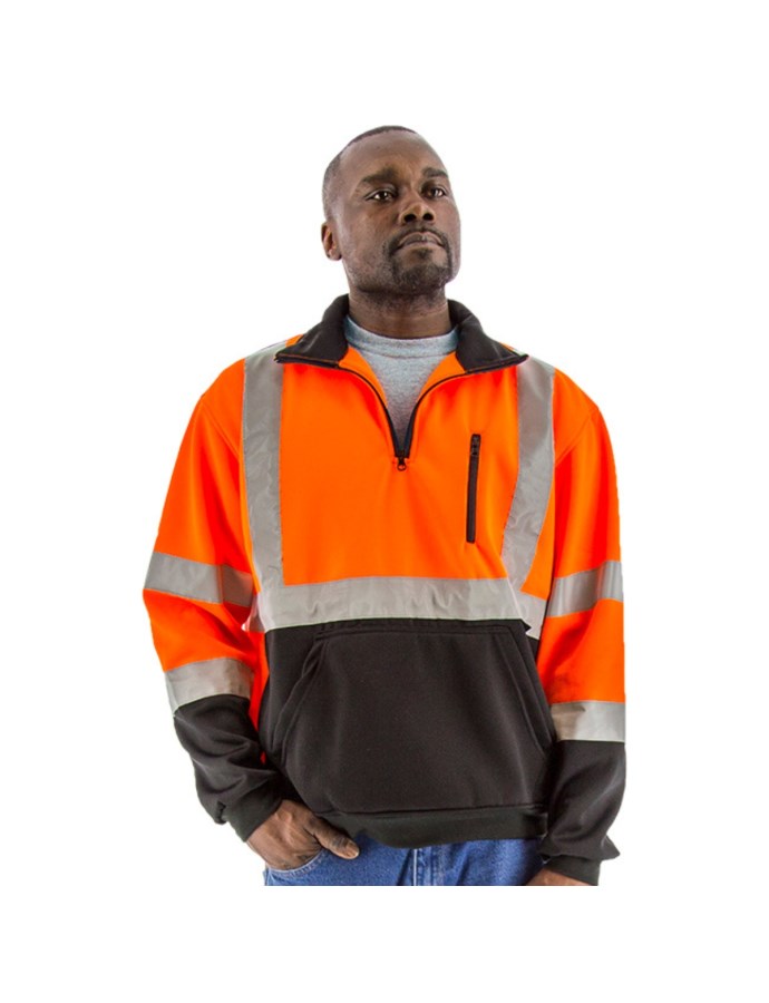 High Visibility Orange ¼ Zip Sweatshirt with Black Bottom and
